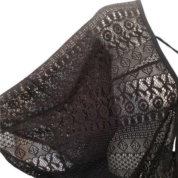 Time And Tru Black Crochet Swimsuit Cover Up Sz XL 16W/18W Plus Size White Lotus - Picture 5 of 6